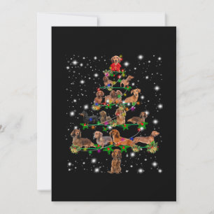 Dachshund Christmas Tree Covered By Flashlight Thank You Card