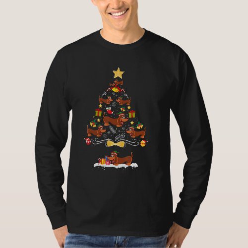 Dachshund Christmas Tree Crewneck  Dog Owner Gif T_Shirt
