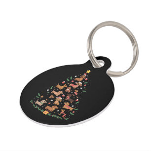 Dachshund Christmas Tree Dog Lover Dogs Owner Pet ID Tag