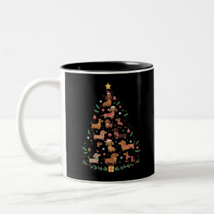 Dachshund Christmas Tree Dog Lover Dogs Owner Two-Tone Coffee Mug