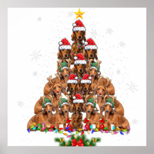 Dachshund Christmas Tree Dog Xmas Lights Pajamas F Poster