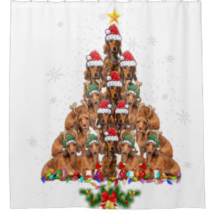 Dachshund Christmas Tree Dog Xmas Lights Pajamas Shower Curtain
