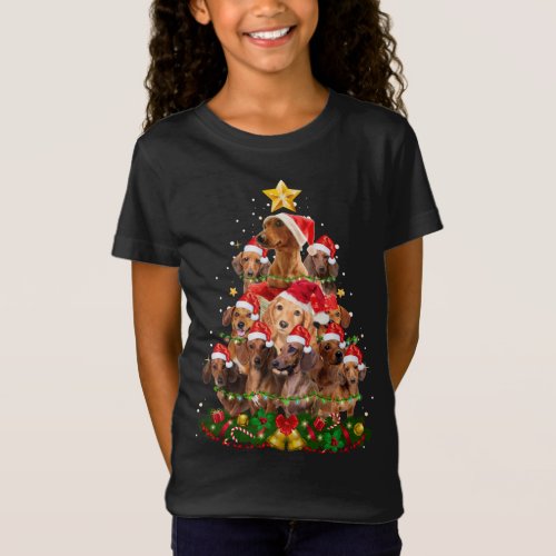 Dachshund Christmas Tree Lights Ornament Decor Fun T_Shirt