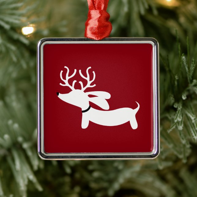 Dachshund Christmas Tree Ornament Red Reindeer  (Tree)