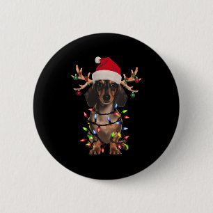 Dachshund Christmas Tree Shirt Dachshund Santa Hat Button
