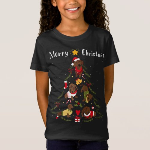 Dachshund Christmas Tree Xmas Dog Lover T_Shirt