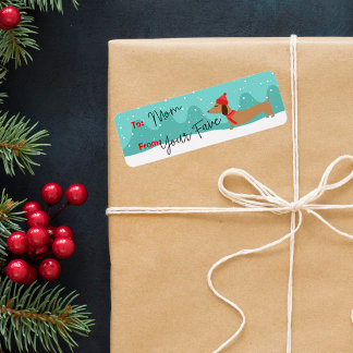 Dachshund Christmas Warm Wishes Small Gift Tags