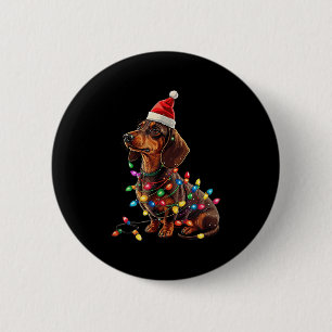Dachshund Christmas Weiner Dog Xmas Pajamas Cute F Button