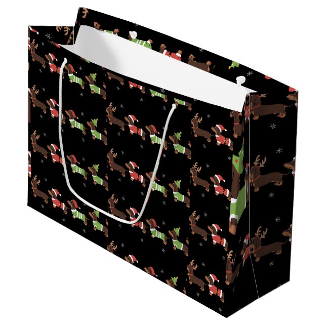 Dachshund Christmas Wiener Dog Lover Holiday Dogs  Large Gift Bag (Front Angled)