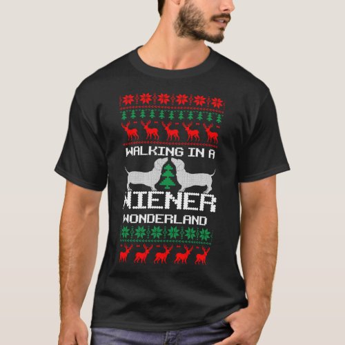 Dachshund Christmas Wiener Wonderland Dog Ugly Chr T_Shirt