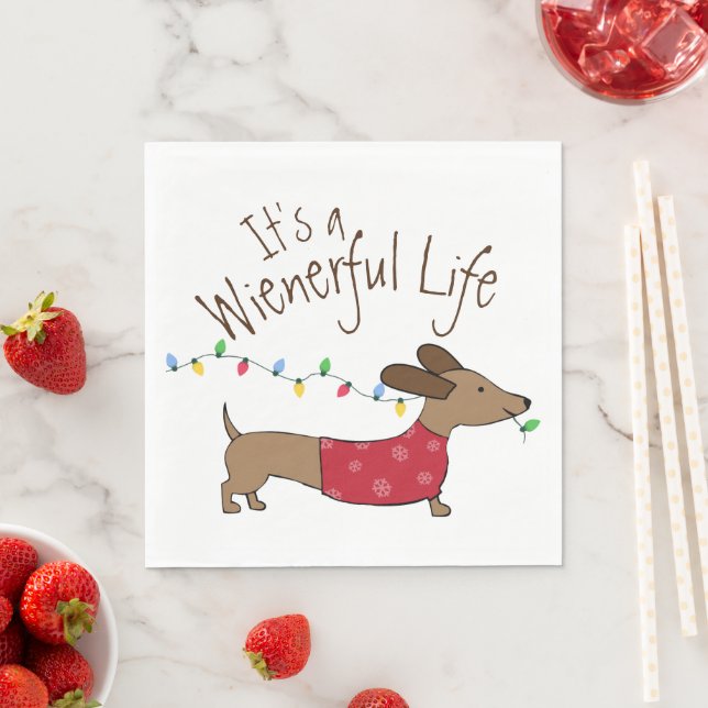 Dachshund Christmas Wienerful Life Party Napkins (Insitu)