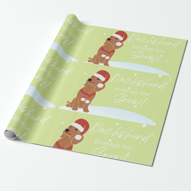 Dachshund Christmas wrapping paper (Unrolled)