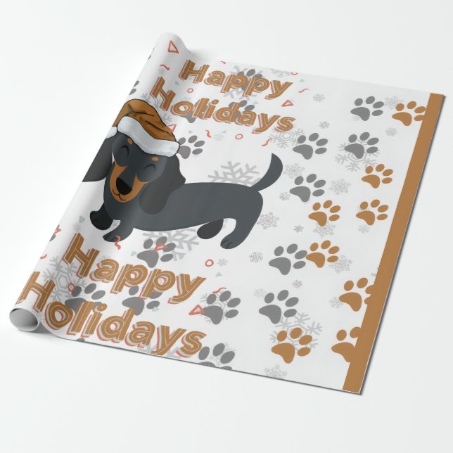 Dachshund christmas wrapping paper (Unrolled)