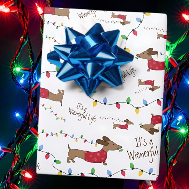 Dachshund Christmas Wrapping Paper Variety Set (It's a wienerful life sausage dog themed gift wrapping paper)