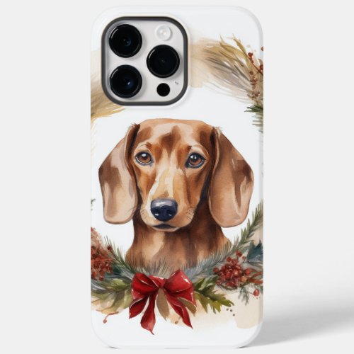 Dachshund Christmas Wreath Festive Pup  Case_Mate iPhone 14 Pro Max Case