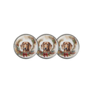 Dachshund Christmas Wreath Festive Pup Golf Ball Marker