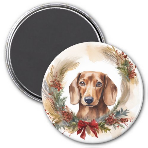 Dachshund Christmas Wreath Festive Pup  Magnet
