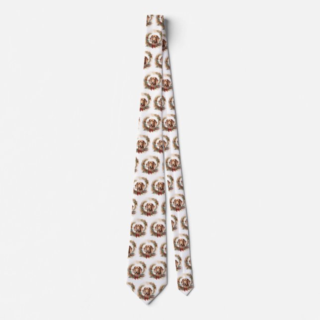 Dachshund Christmas Wreath Festive Pup  Neck Tie (Front)