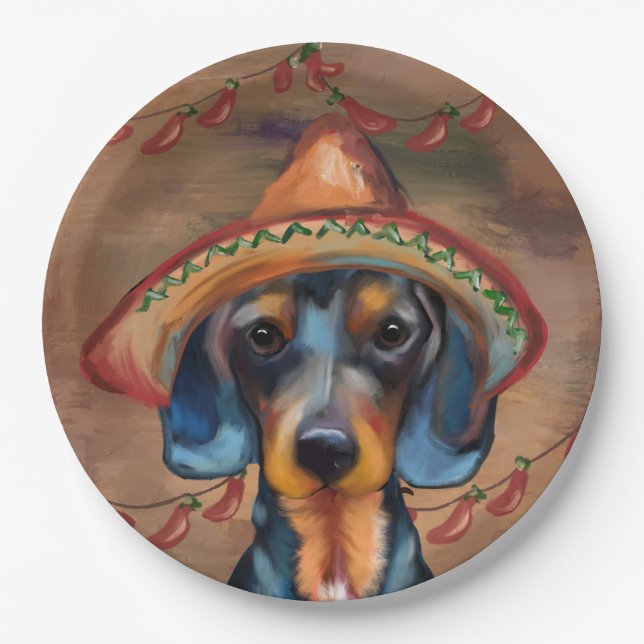 Dachshund Cinco de Mayo Paper Plates (Front)