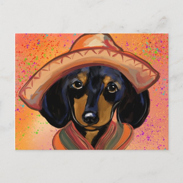Dachshund Cinco de Mayo Postcard (Front)