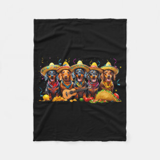 Dachshund cinco de mayo wiener dog fleece blanket