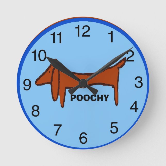 Dachshund Clock, edit name Round Clock (Front)