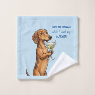Dachshund Cocktail Wash Cloth