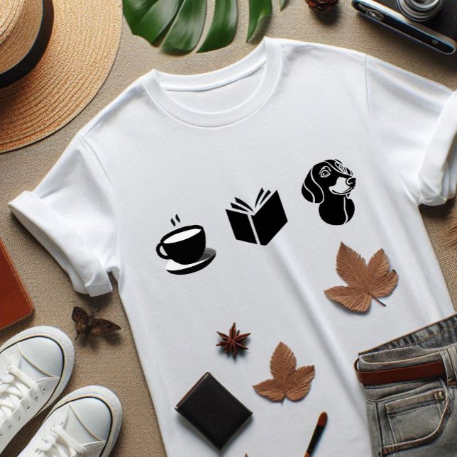 Dachshund Coffee Book gift for doglover  T-Shirt (Dachshund love, book, coffe, all i need to life)