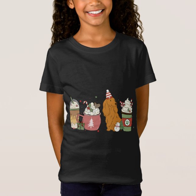 Dachshund Coffee Latte Winter Christmas Dog Mom Ho T-Shirt (Front)