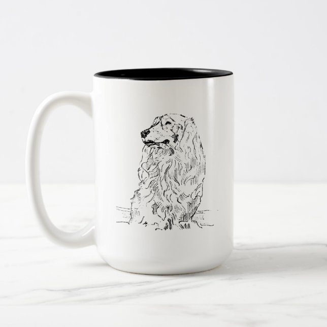 Dachshund Coffee Mug – Long Haired Sausage Dog (Left)