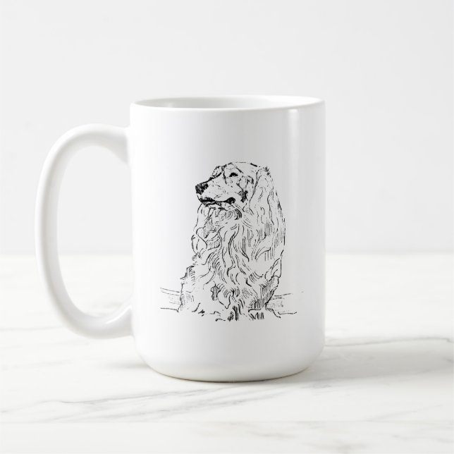 Dachshund Coffee Mug – Long Haired Sausage Dog (Left)