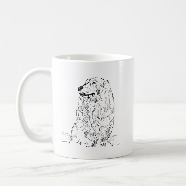 Dachshund Coffee Mug – Long Haired Sausage Dog (Left)