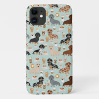 Dachshund coffee pattern mint