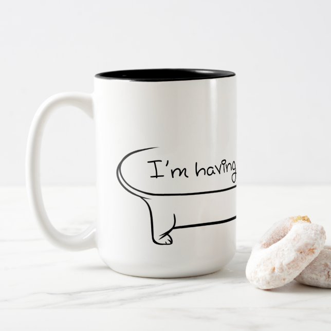 Dachshund Coffee Two-Tone Mug (With Donut)