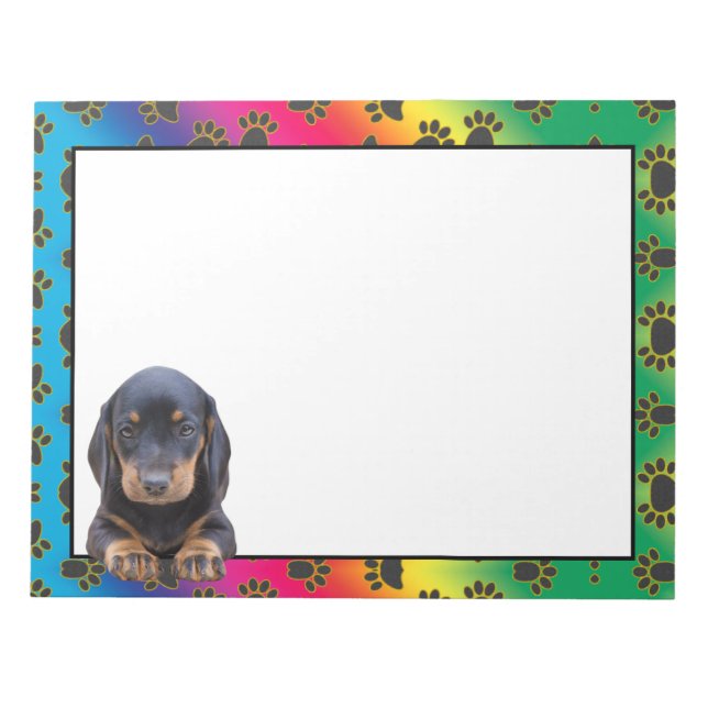 Dachshund colorful dog paw pattern  notepad (Front)