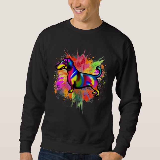 Dachshund Colorful Pop Weiner Dog Dachshund Breed  Sweatshirt (Front)