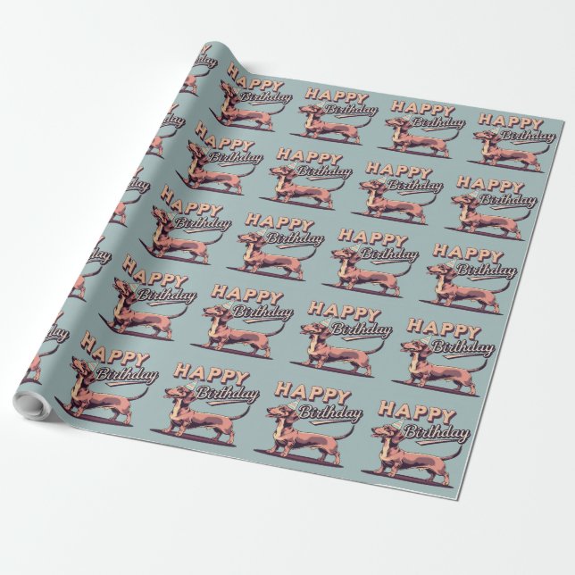 Dachshund Colorful  Wrapping Paper (Unrolled)