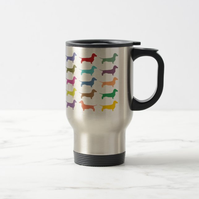 Dachshund Confetti Multicolored Travel Mug (Right)