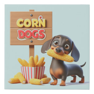 DACHSHUND CORN DOG FAUX CANVAS PRINT