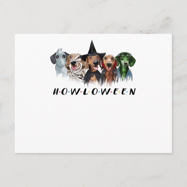 dachshund costume halloween t-shirt halloween postcard (Front)