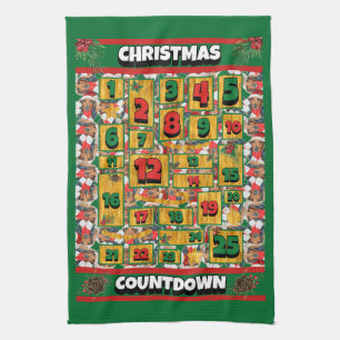 Dachshund Countdown Christmas Advent Calendar Dog Kitchen Towel