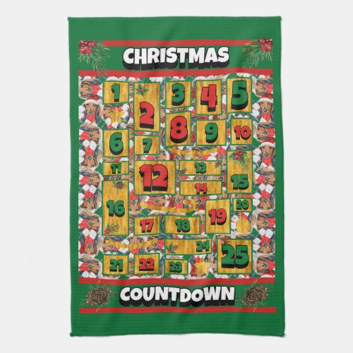 Dachshund Countdown Christmas Advent Calendar Dog Kitchen Towel