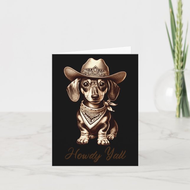 Dachshund Cowboy Cute Sausage Dog Cowboy Weiner Pu Card (Front)