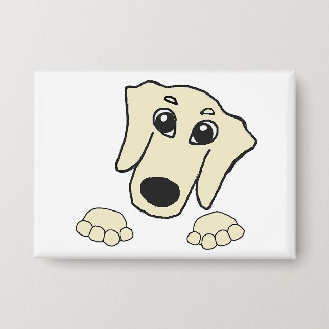 dachshund cream peeking cartoon button (Front)