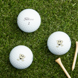 dachshund cream peeking cartoon golf balls