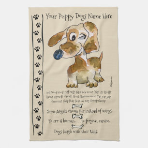 Dachshund Crossbreed Cartoon Dog Quotes Kitchen Towel