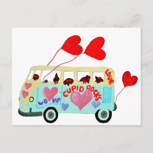 Dachshund Cupids In Their Valentine Love Mobile Holiday Postcard