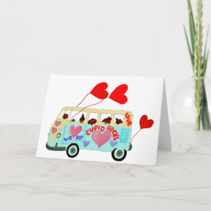 Dachshund Cupids In Their Valentine Love Van Holiday Card
