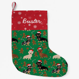 Personalized Glitter Name Dachshund Burlap Christmas Stocking