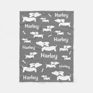 Dachshund Custom Gray Blanket for Wiener Dogs 